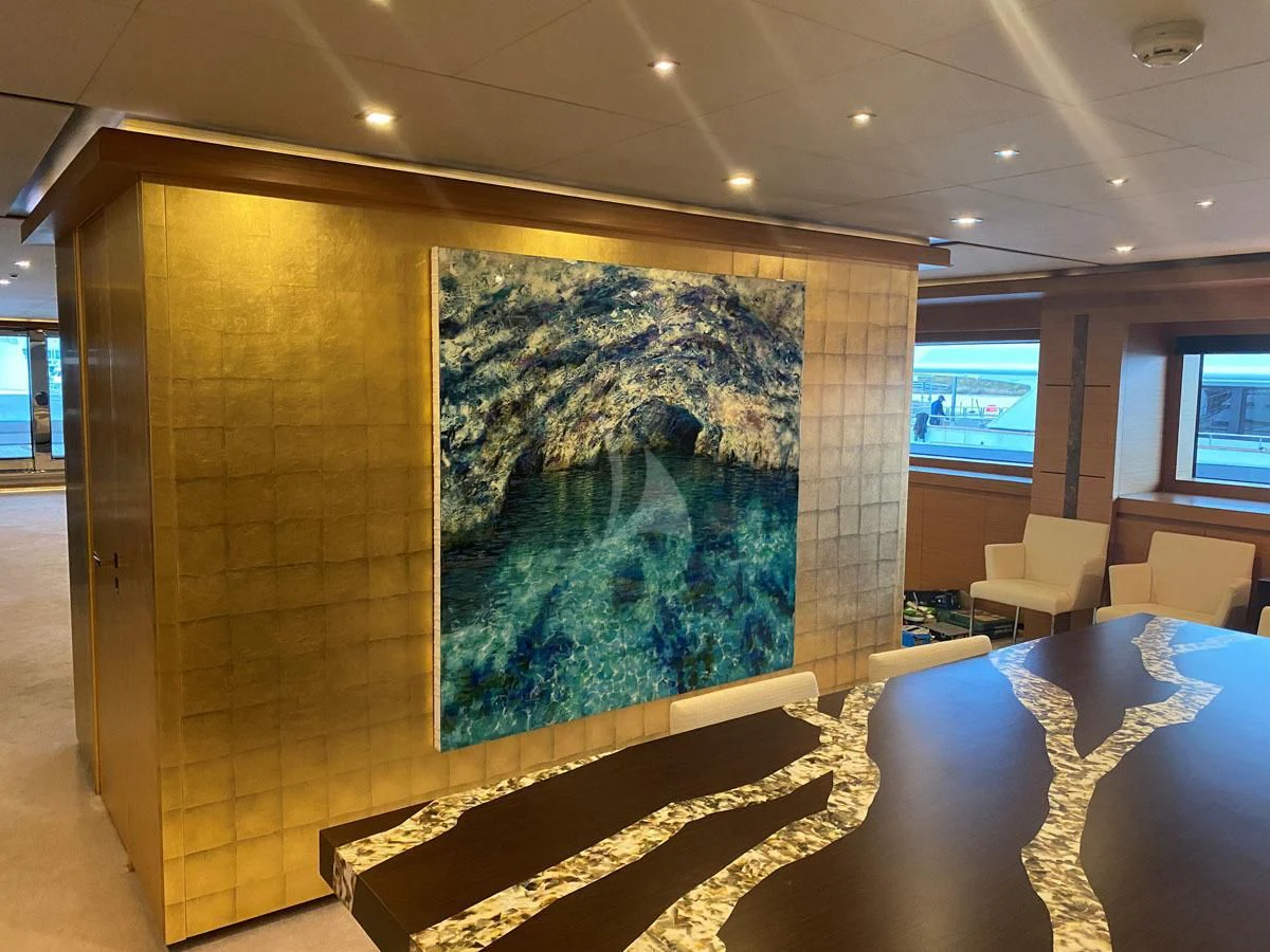 a large room with a large map aboard PERSEFONI I Yacht for Sale