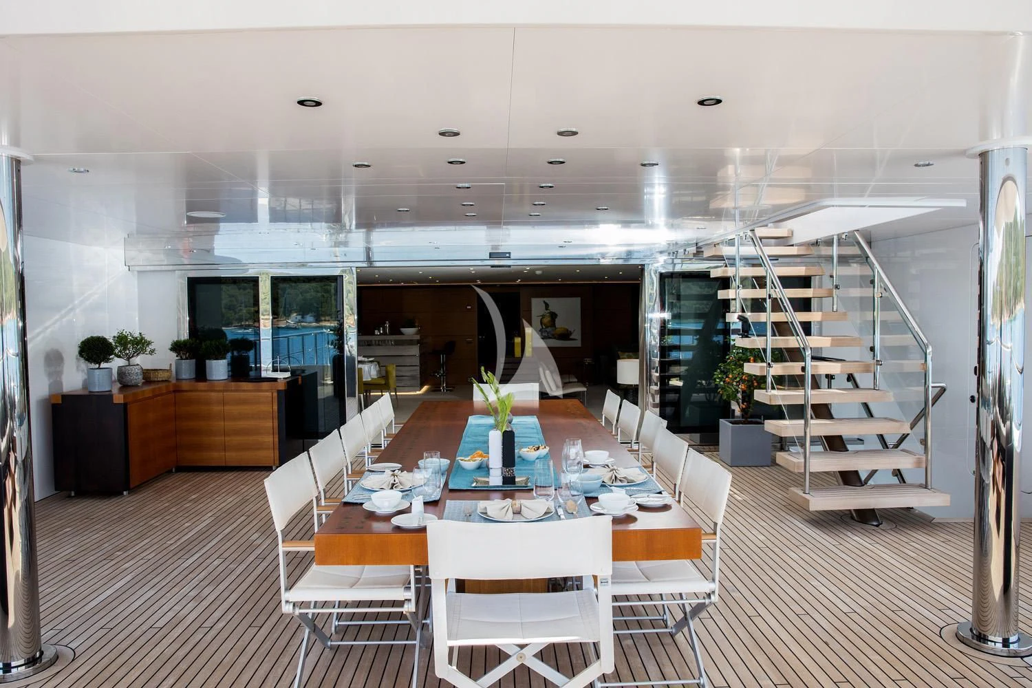 a large open office space aboard PERSEFONI I Yacht for Sale