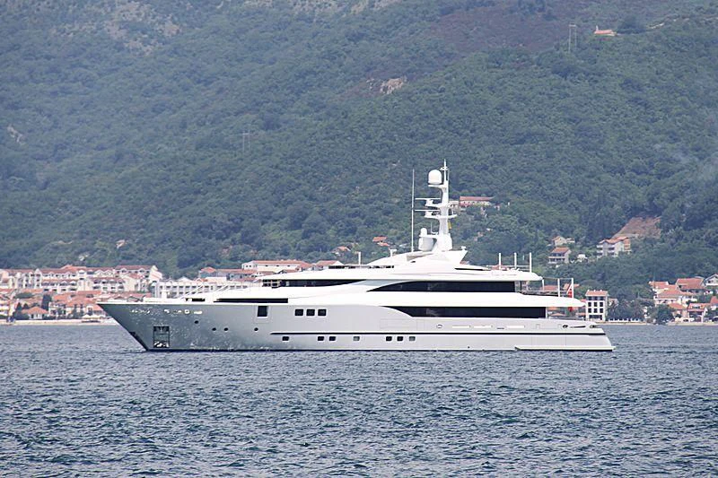 a white boat on the water aboard PERSEFONI I Yacht for Sale