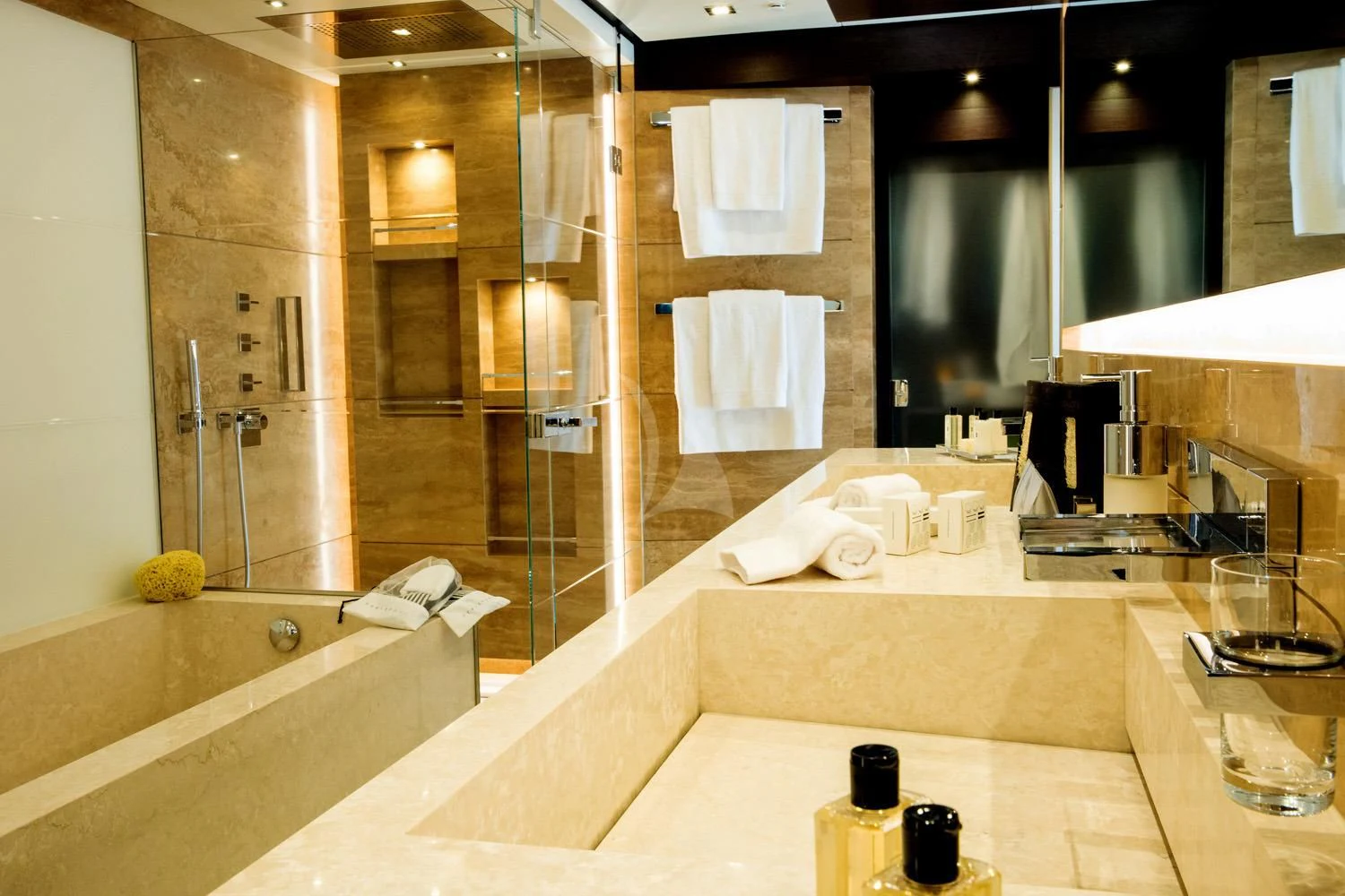 a bathroom with a large bathtub aboard PERSEFONI I Yacht for Sale