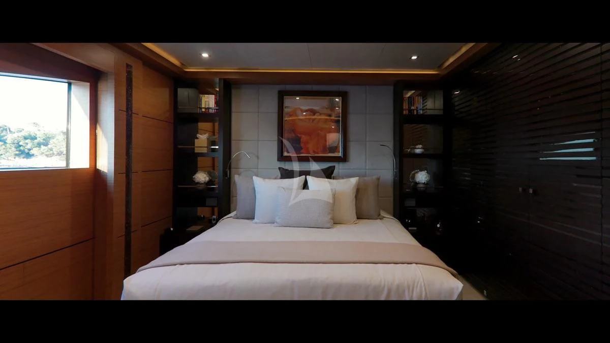 a bed in a room aboard PERSEFONI I Yacht for Sale