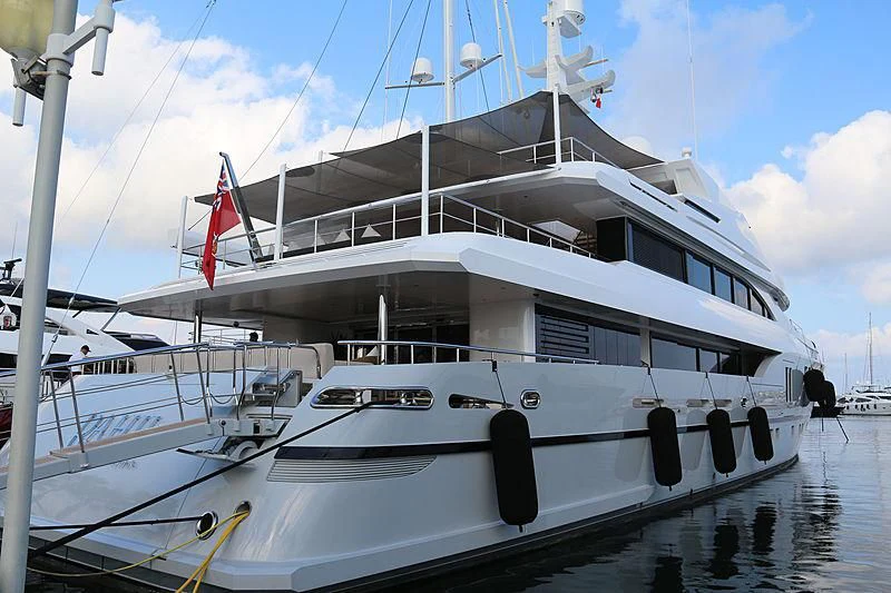 a boat docked in a harbor aboard PERSEFONI I Yacht for Sale