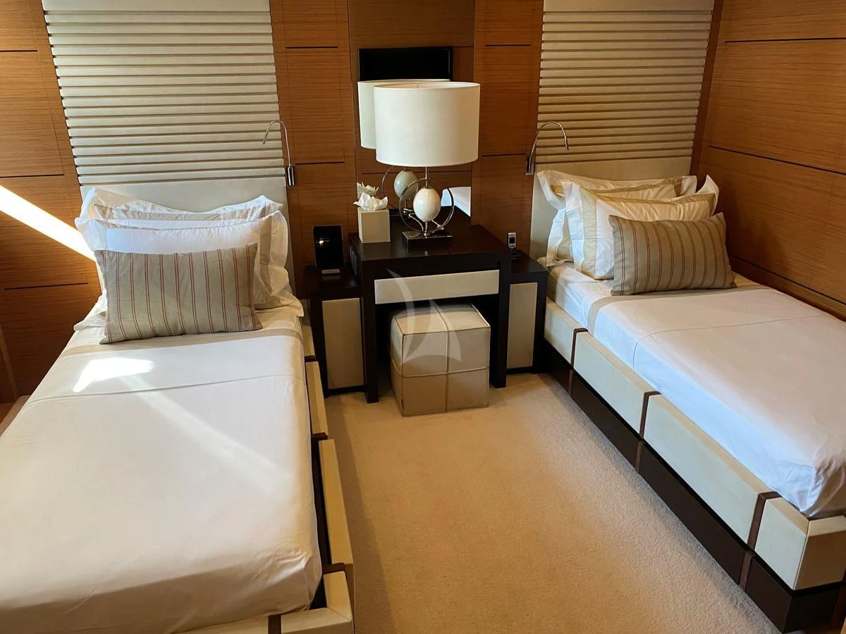 a room with two beds aboard PERSEFONI I Yacht for Sale