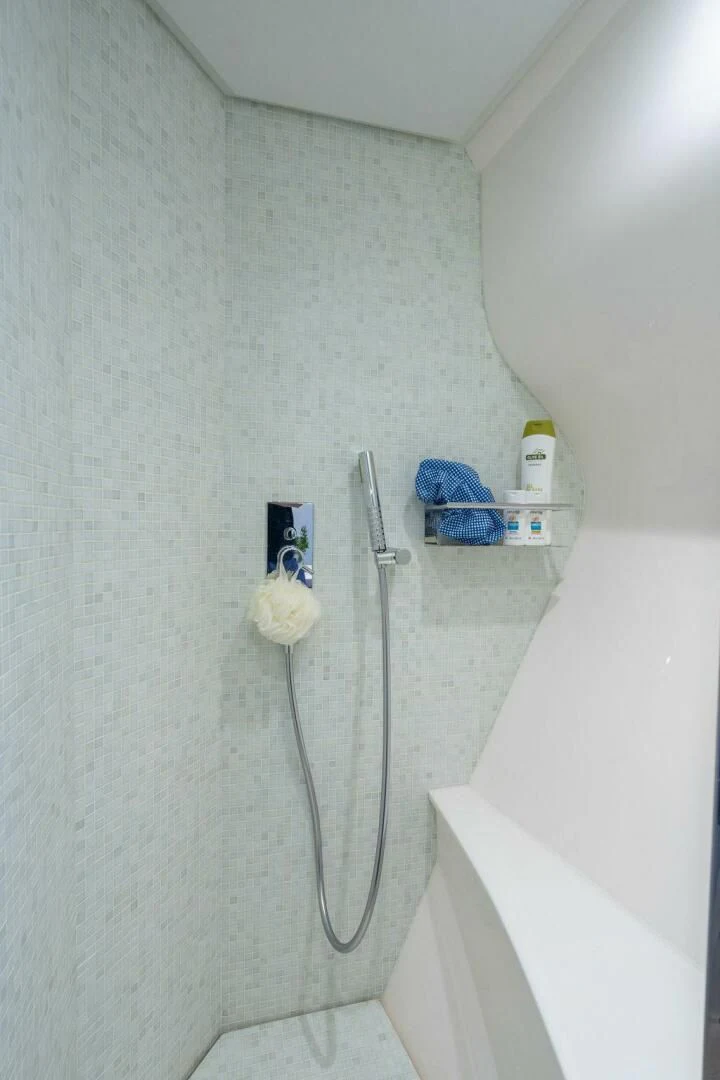 a shower with a hose aboard VIDI Yacht for Sale