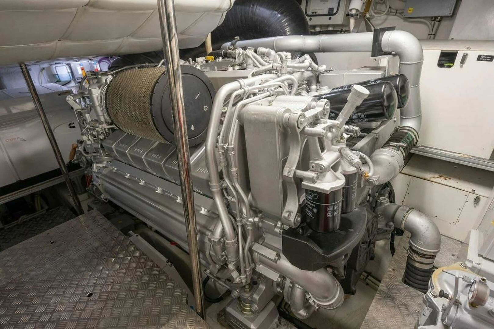 a large machine with pipes aboard VIDI Yacht for Sale