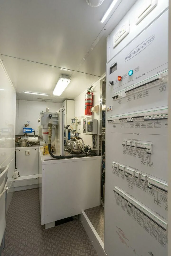 a large white machine aboard VIDI Yacht for Sale
