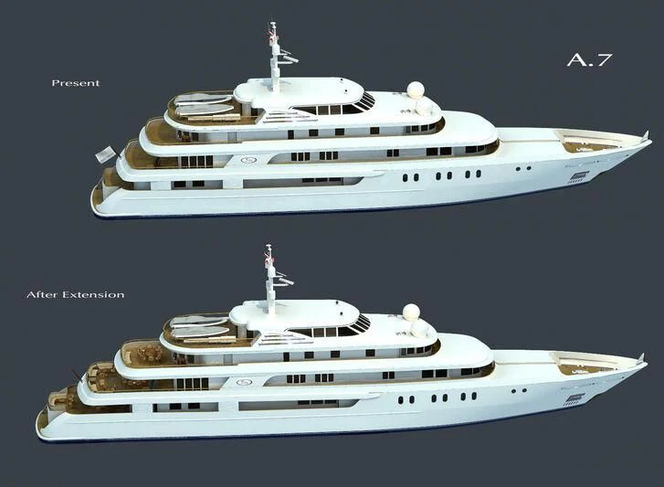 a white boat with a white background aboard TUEQ Yacht for Sale
