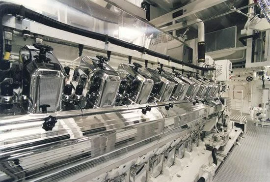 a large factory with machinery aboard TUEQ Yacht for Sale