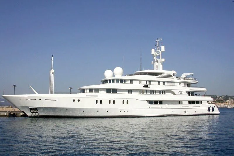 a large white ship aboard TUEQ Yacht for Sale
