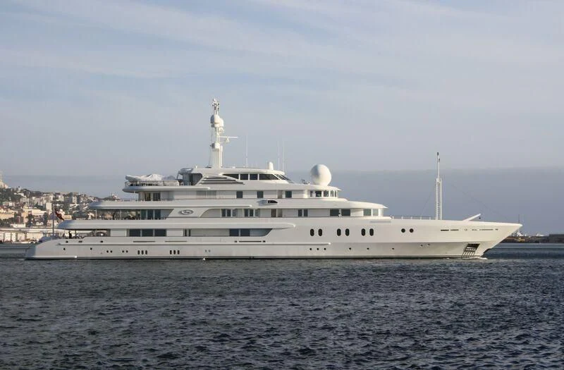 a large white ship aboard TUEQ Yacht for Sale