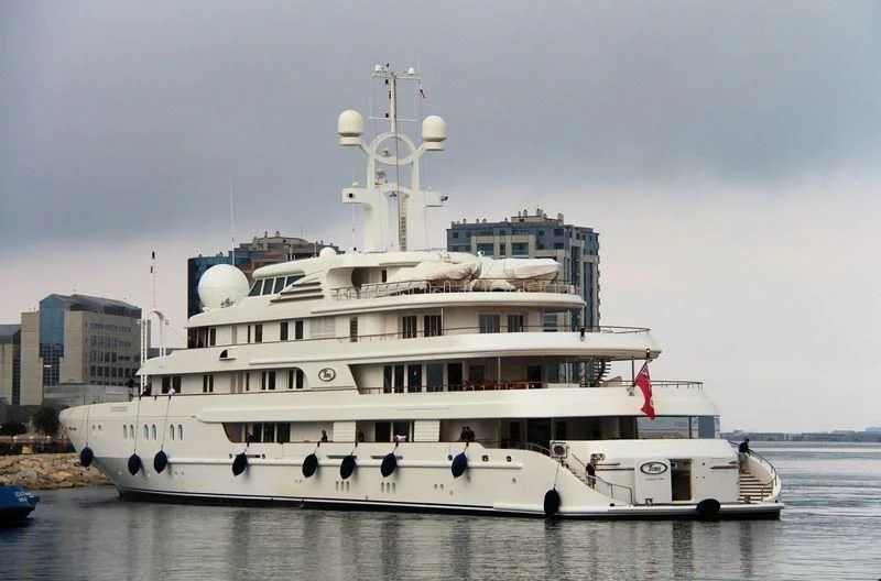 a large white ship aboard TUEQ Yacht for Sale