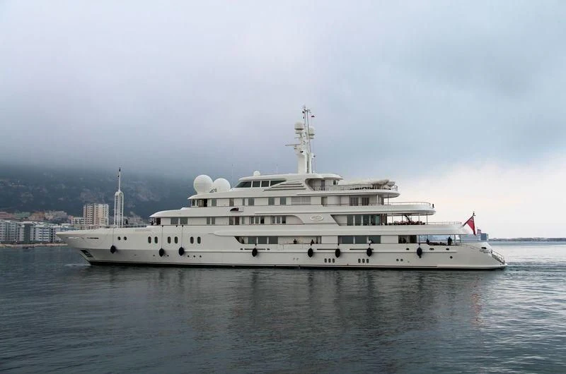 a large white ship aboard TUEQ Yacht for Sale