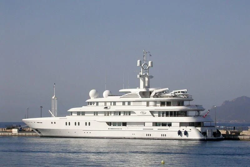 a large white ship aboard TUEQ Yacht for Sale