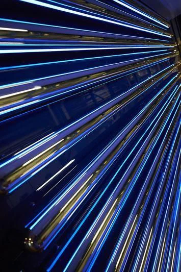 a close-up of a blue and green tunnel aboard HAMPSHIRE Yacht for Sale
