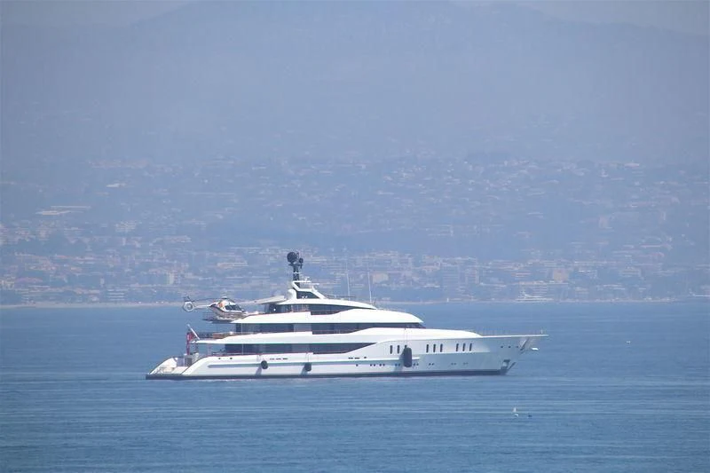 a white boat in the water aboard HAMPSHIRE Yacht for Sale