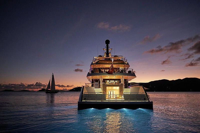a boat in the water with Maiden's Tower in the background aboard HAMPSHIRE Yacht for Sale