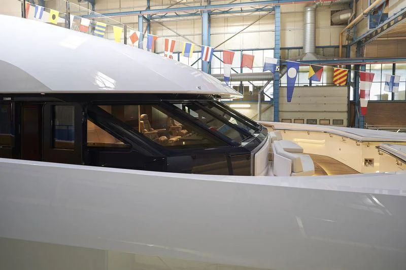 a car parked in a building aboard HAMPSHIRE Yacht for Sale