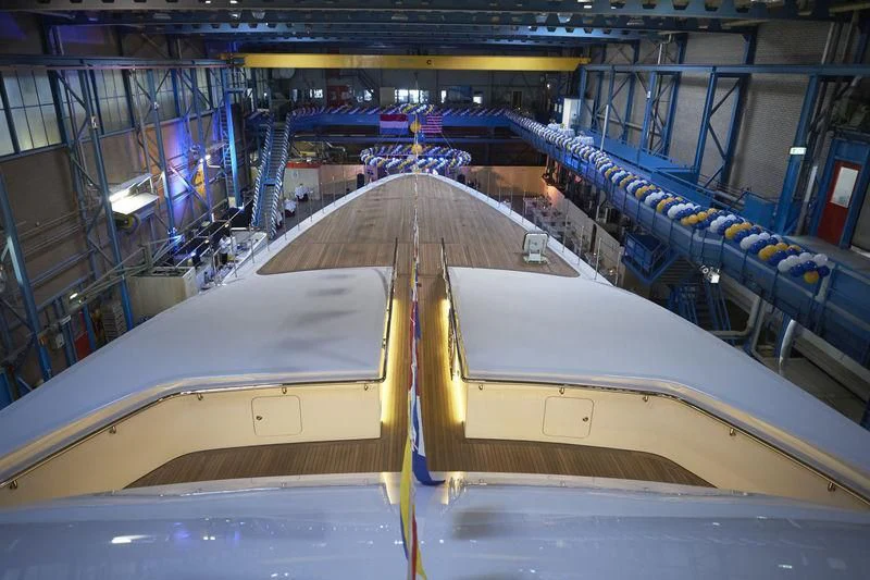 a factory with several rows of white machines aboard HAMPSHIRE Yacht for Sale