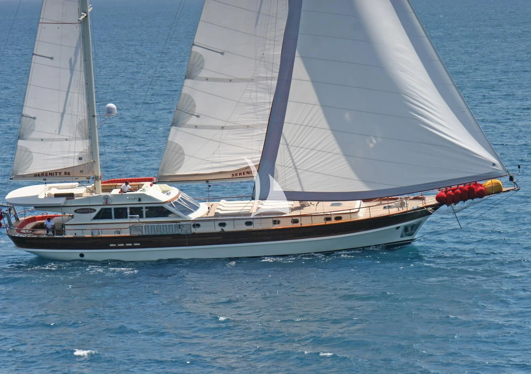 a boat on the water aboard SERENITY 86 Yacht for Charter
