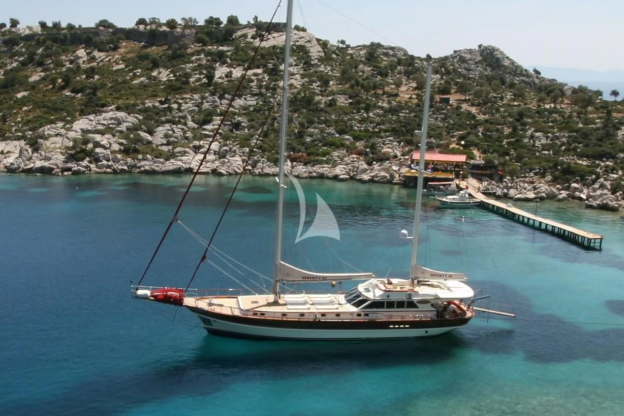 a sailboat on the water aboard SERENITY 86 Yacht for Charter