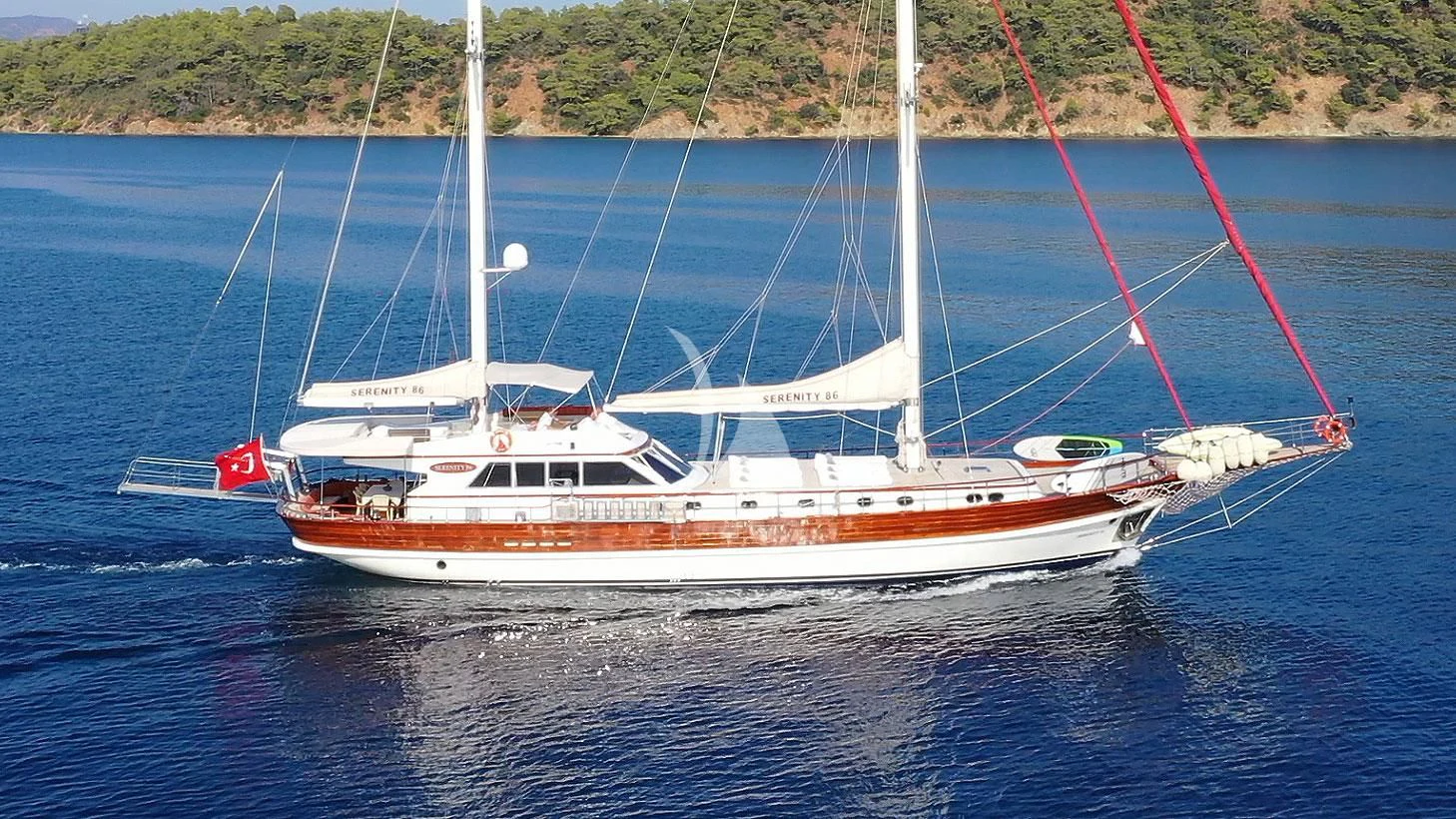 a boat on the water aboard SERENITY 86 Yacht for Charter