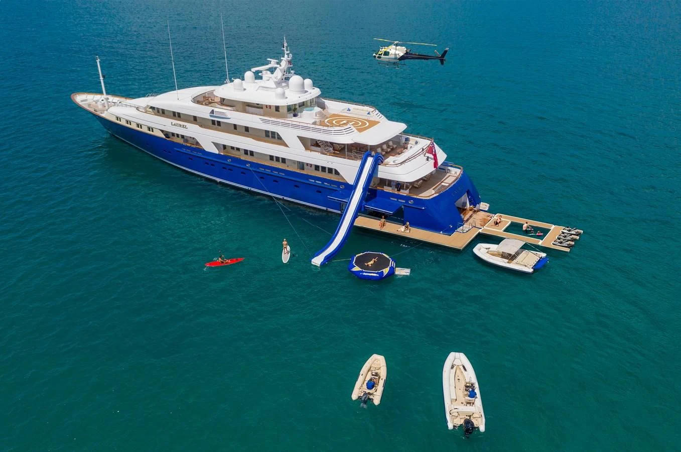 a high angle view of a ship aboard LAUREL Yacht for Charter