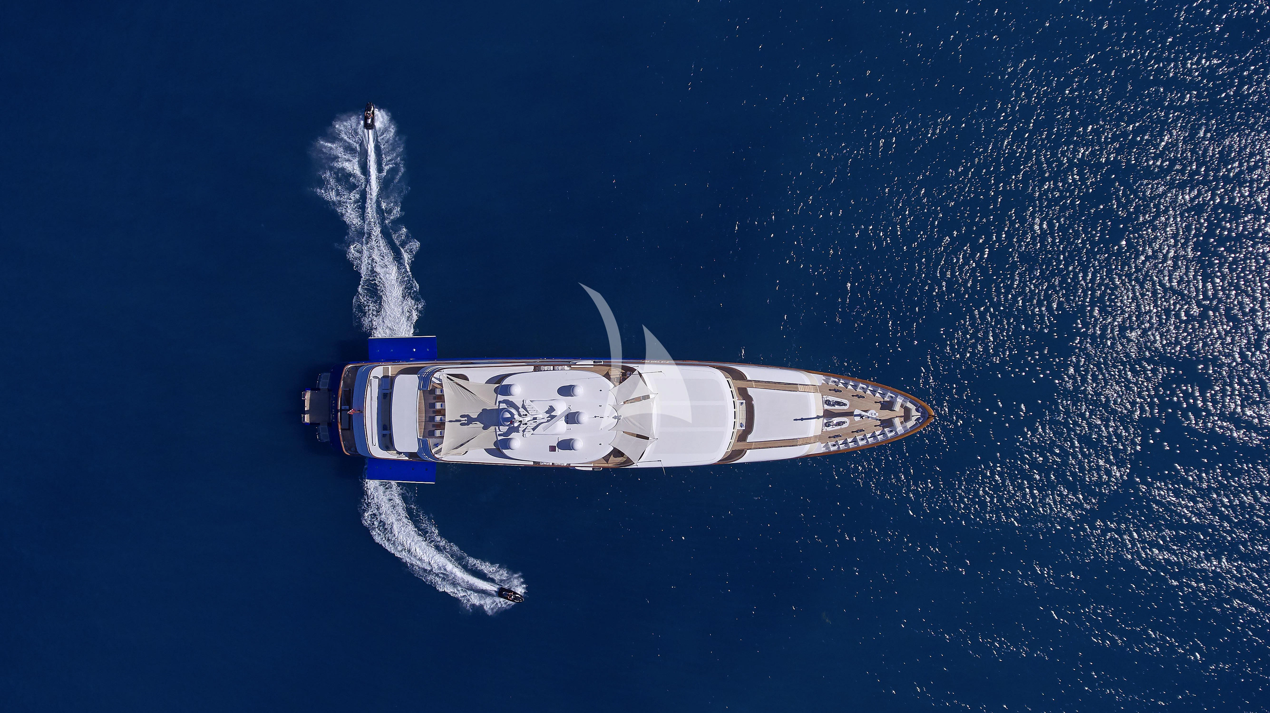 a space ship in the water aboard LAUREL Yacht for Charter