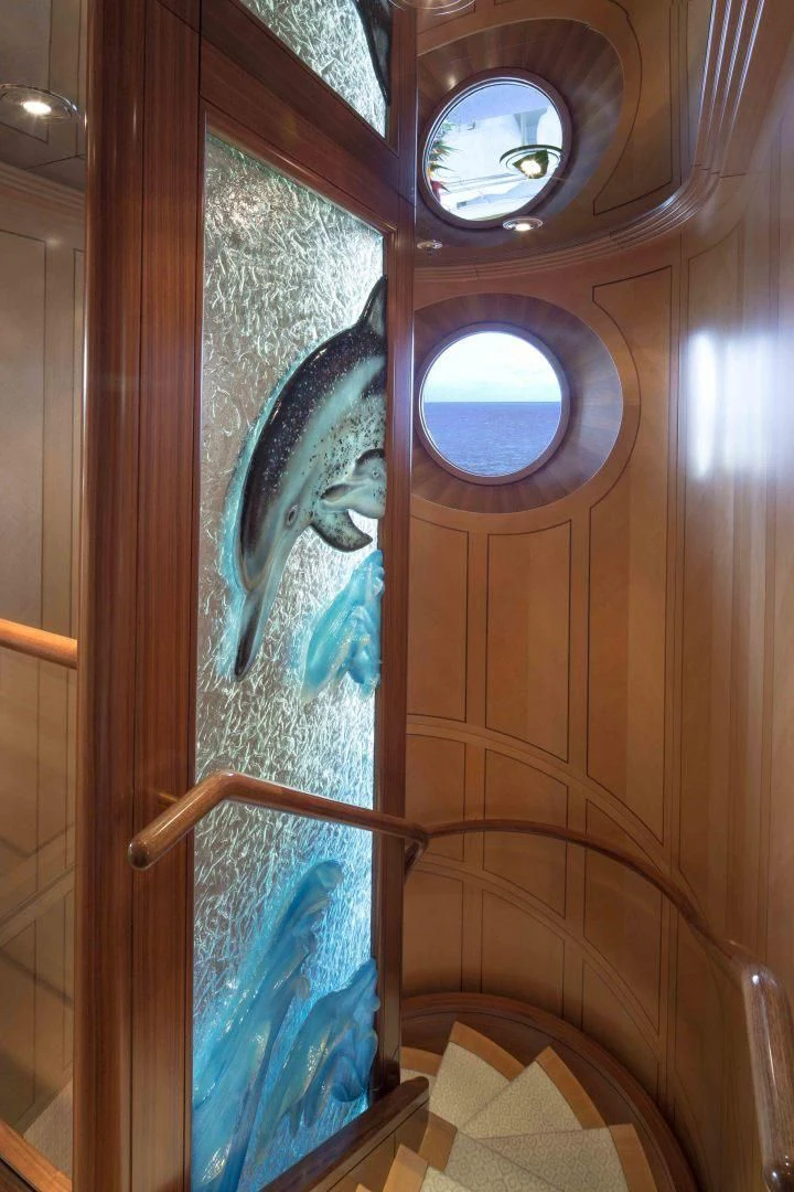 a painting on a door aboard LAUREL Yacht for Charter