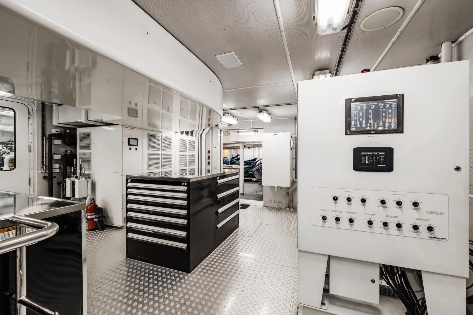 a large room with machines aboard LAUREL Yacht for Charter