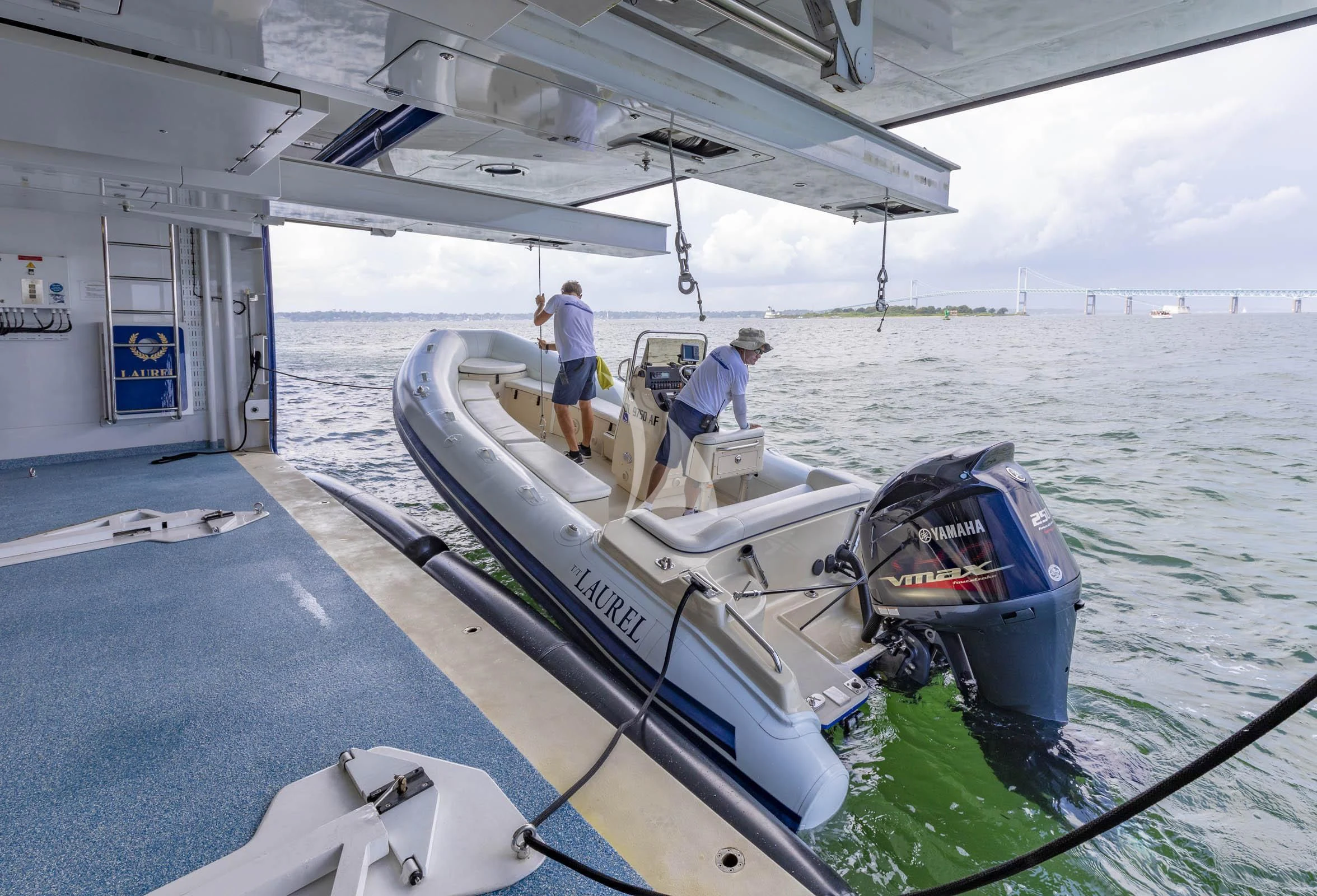 a boat on the water aboard LAUREL Yacht for Charter