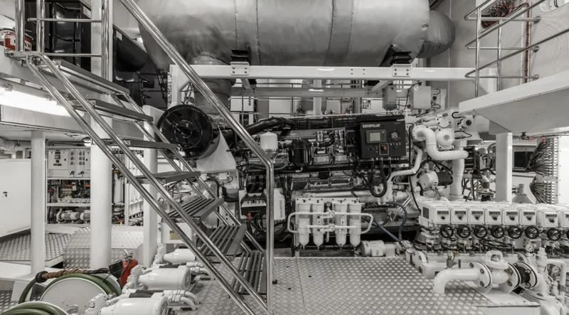 a factory with machinery aboard LAUREL Yacht for Charter