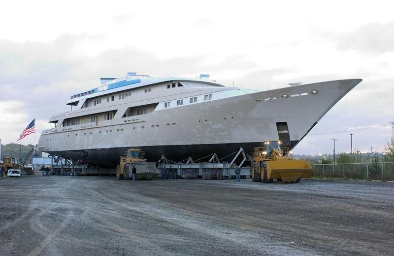 a large white ship aboard LAUREL Yacht for Charter