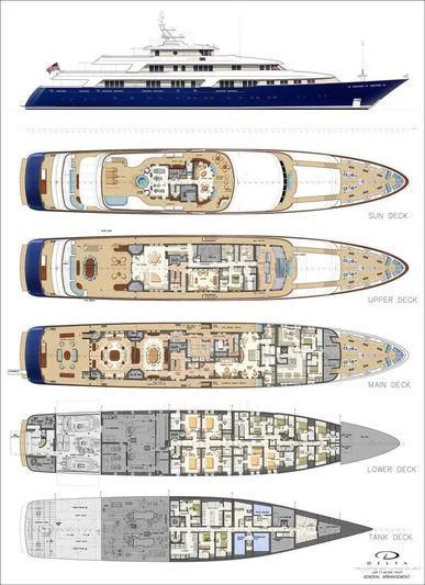 engineering drawing aboard LAUREL Yacht for Charter