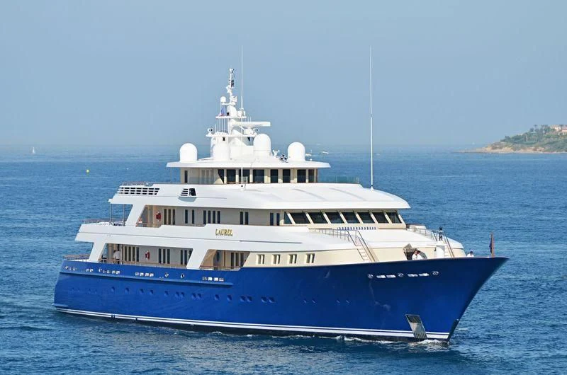 a large boat in the water aboard LAUREL Yacht for Charter