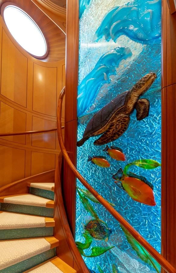 a fish swimming in a tank aboard LAUREL Yacht for Charter