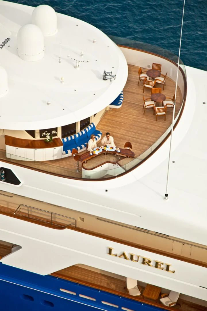 a model of a ship aboard LAUREL Yacht for Charter