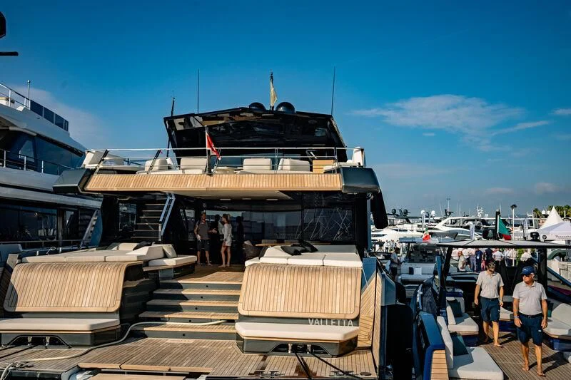 a boat on a dock aboard BAD MUTHA Yacht for Sale