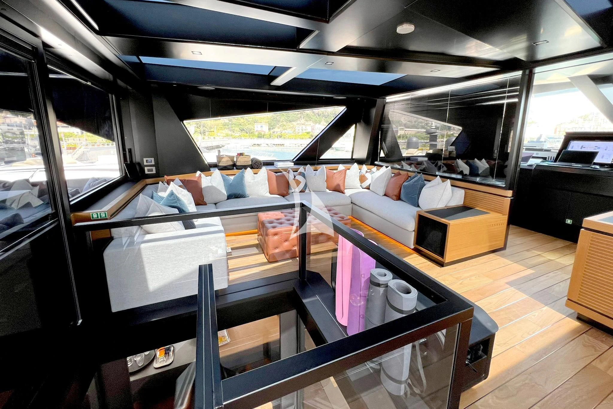 inside of a bus aboard BAD MUTHA Yacht for Sale