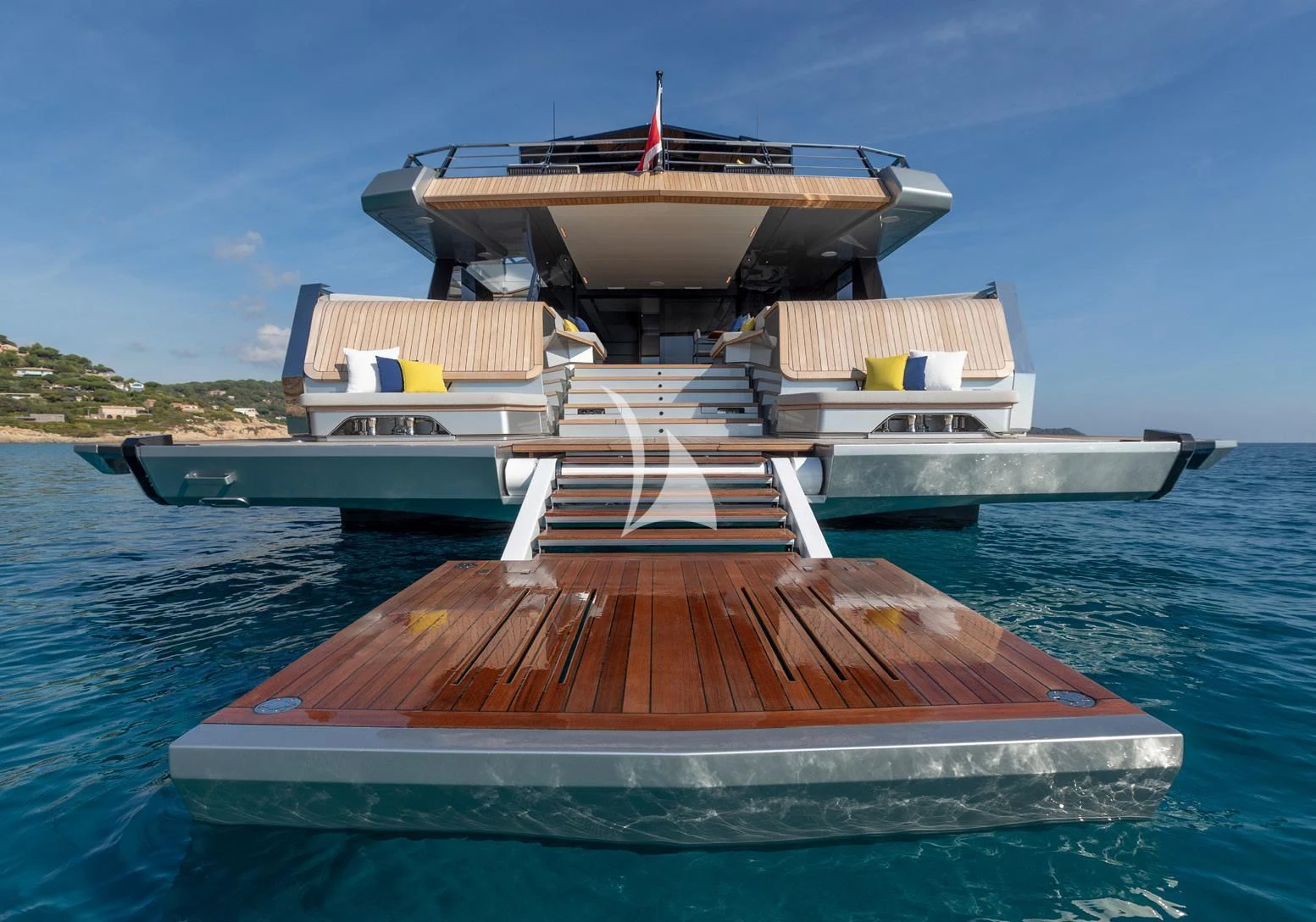 a couple of boats on the water aboard BAD MUTHA Yacht for Sale