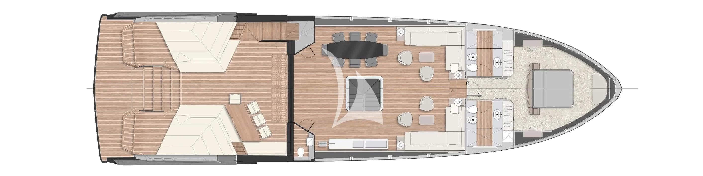 a house with a black roof aboard BAD MUTHA Yacht for Sale