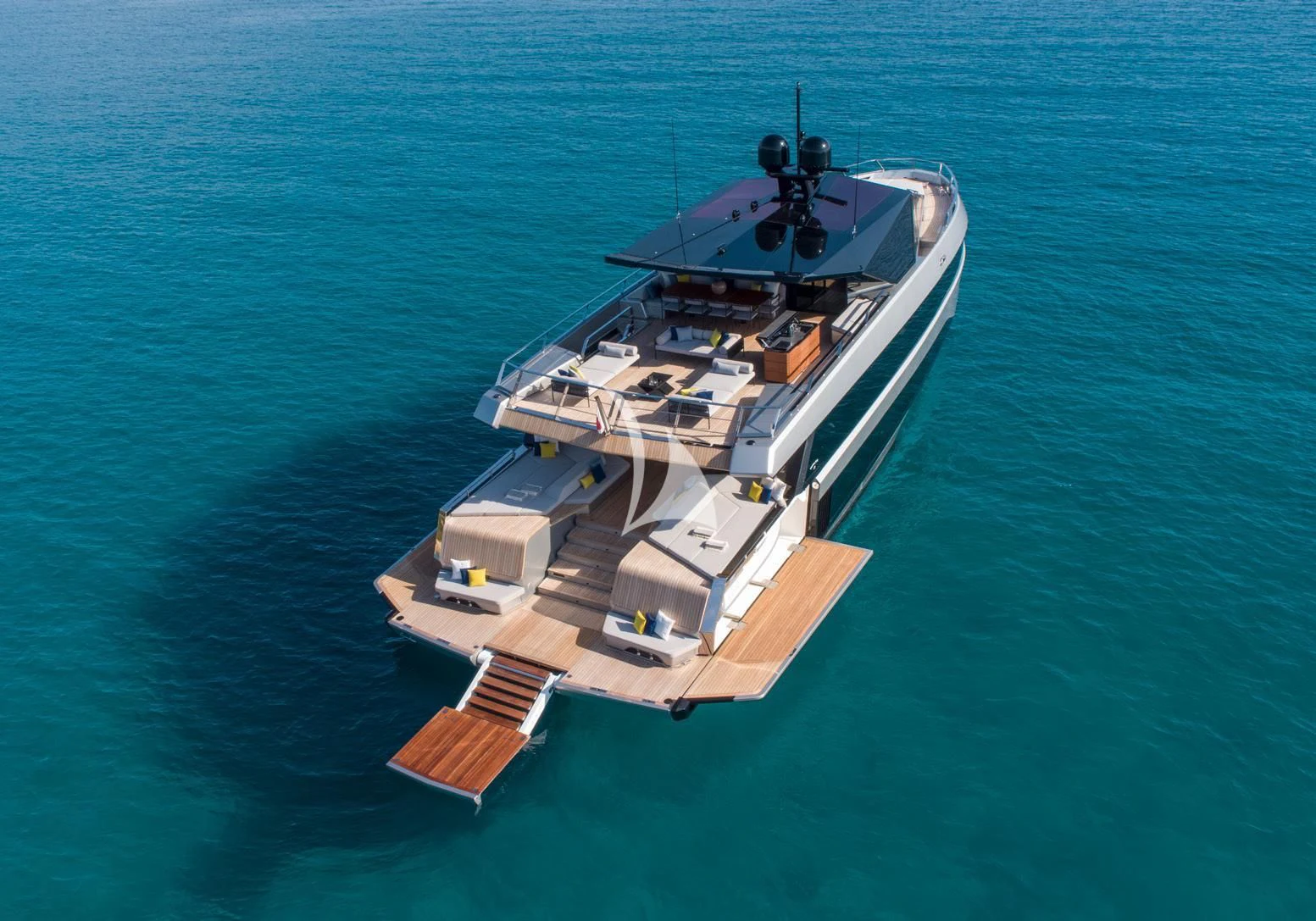 a large ship in the water aboard BAD MUTHA Yacht for Sale