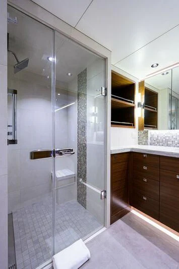 a shower unit in a bathroom aboard LACEY KAY Yacht for Sale