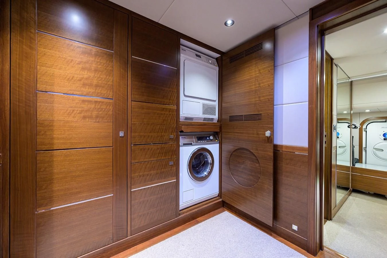a room with a washer and dryer aboard LACEY KAY Yacht for Sale