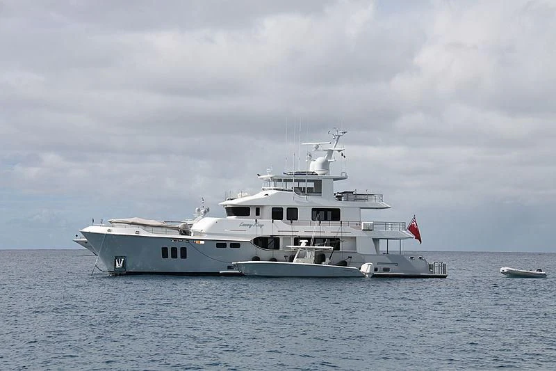 a large white yacht in the water aboard LACEY KAY Yacht for Sale