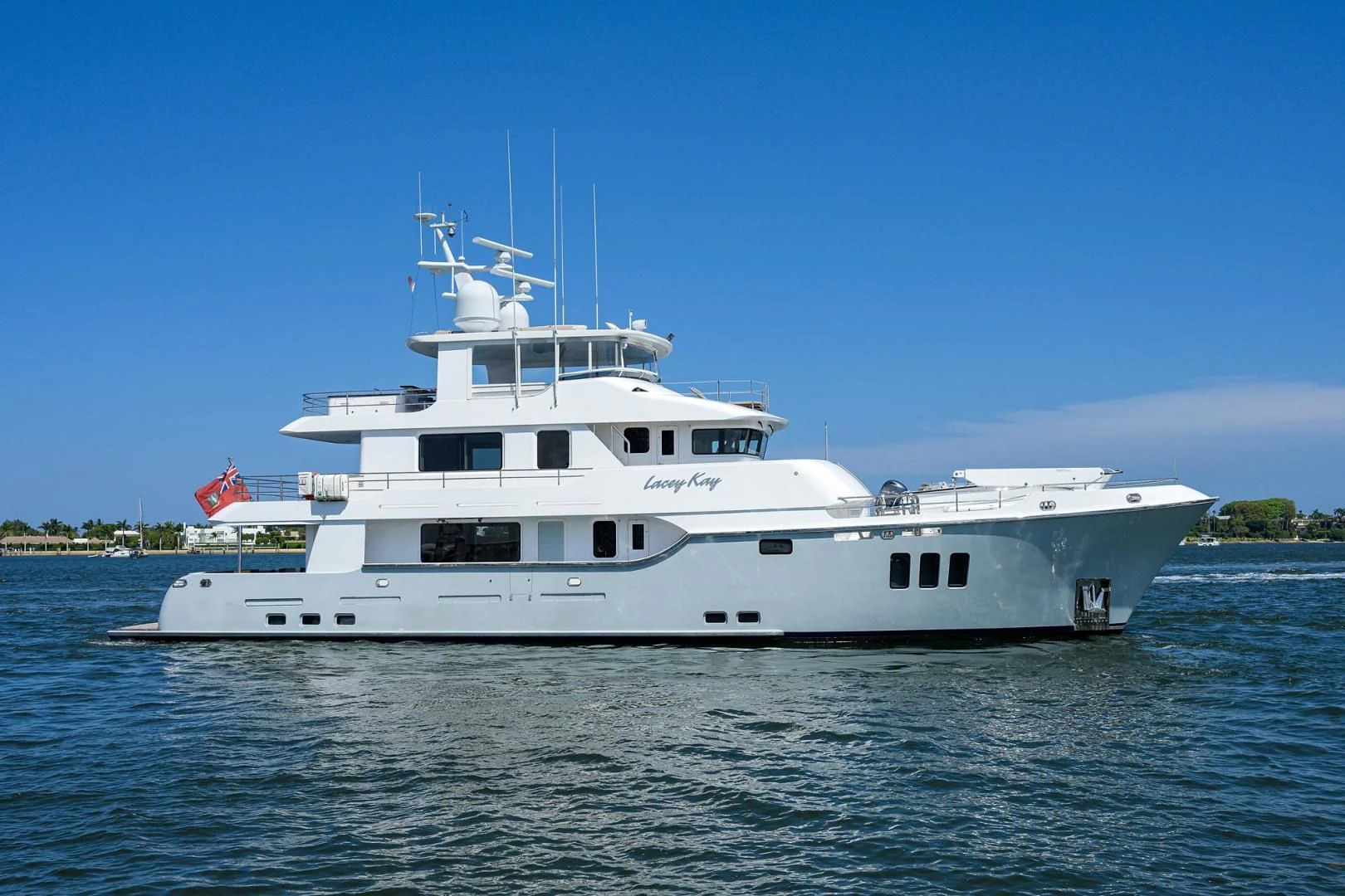a large white boat in the water aboard LACEY KAY Yacht for Sale