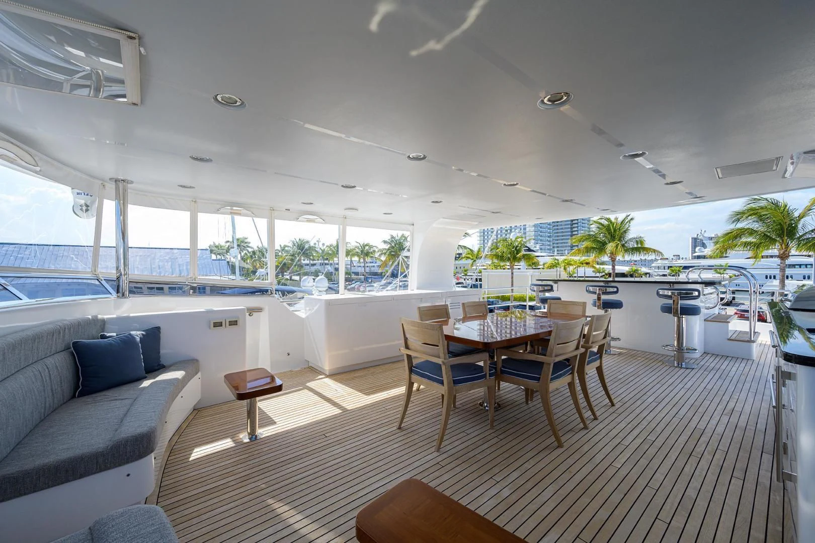 a large living room with a large open floor plan aboard LACEY KAY Yacht for Sale