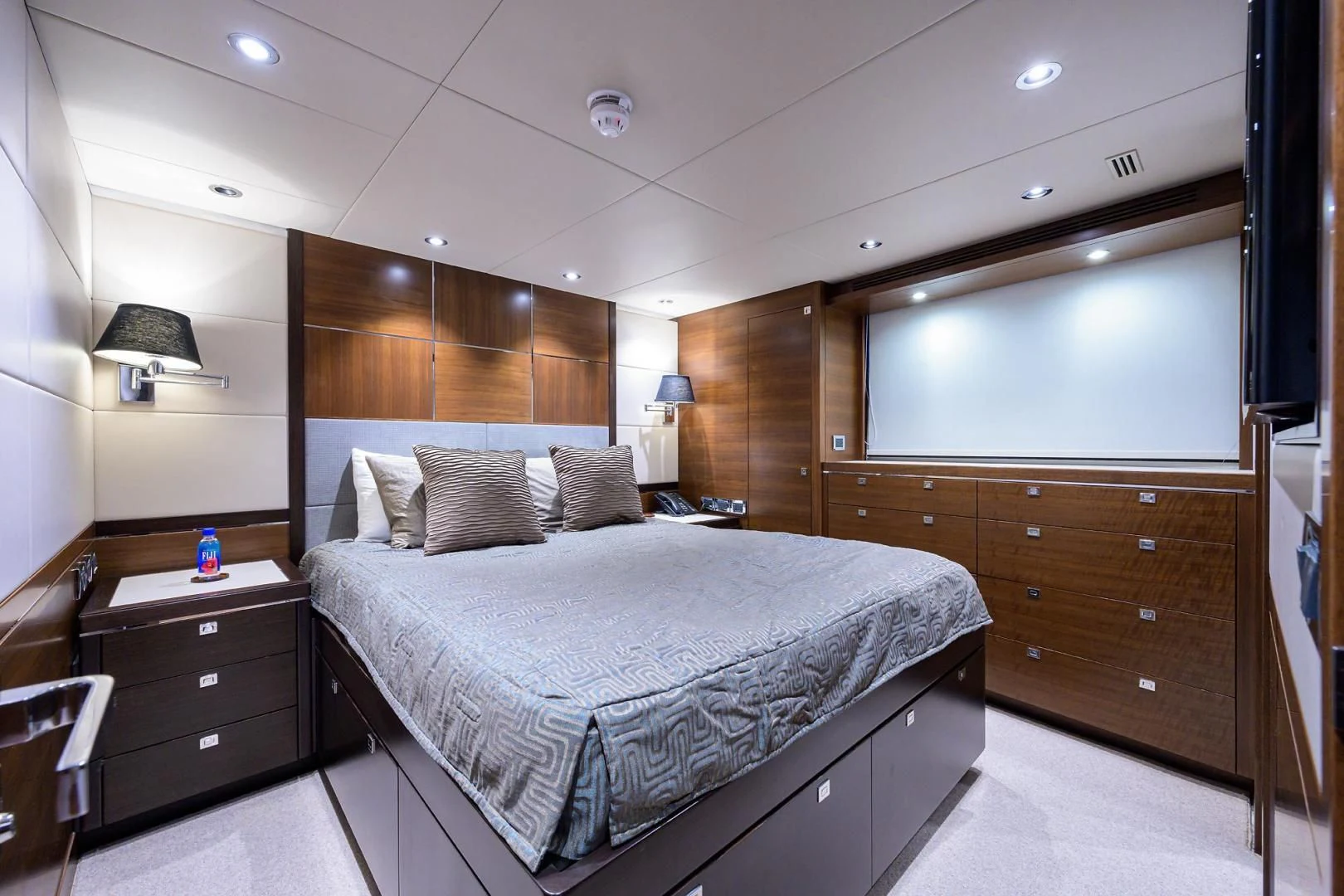 a bed in a room aboard LACEY KAY Yacht for Sale