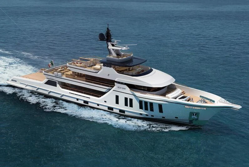 a high angle view of a boat aboard BOW SPRIT Yacht for Sale