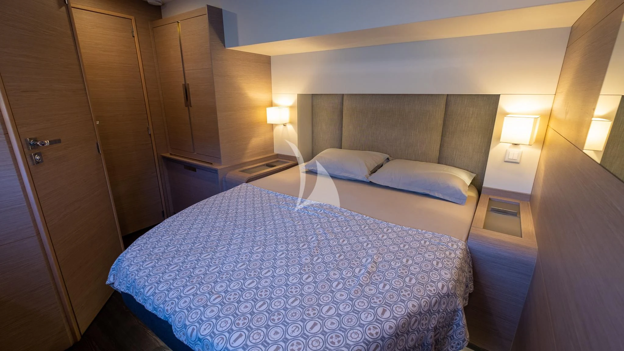 a room with two beds aboard MUS 3 Yacht for Charter