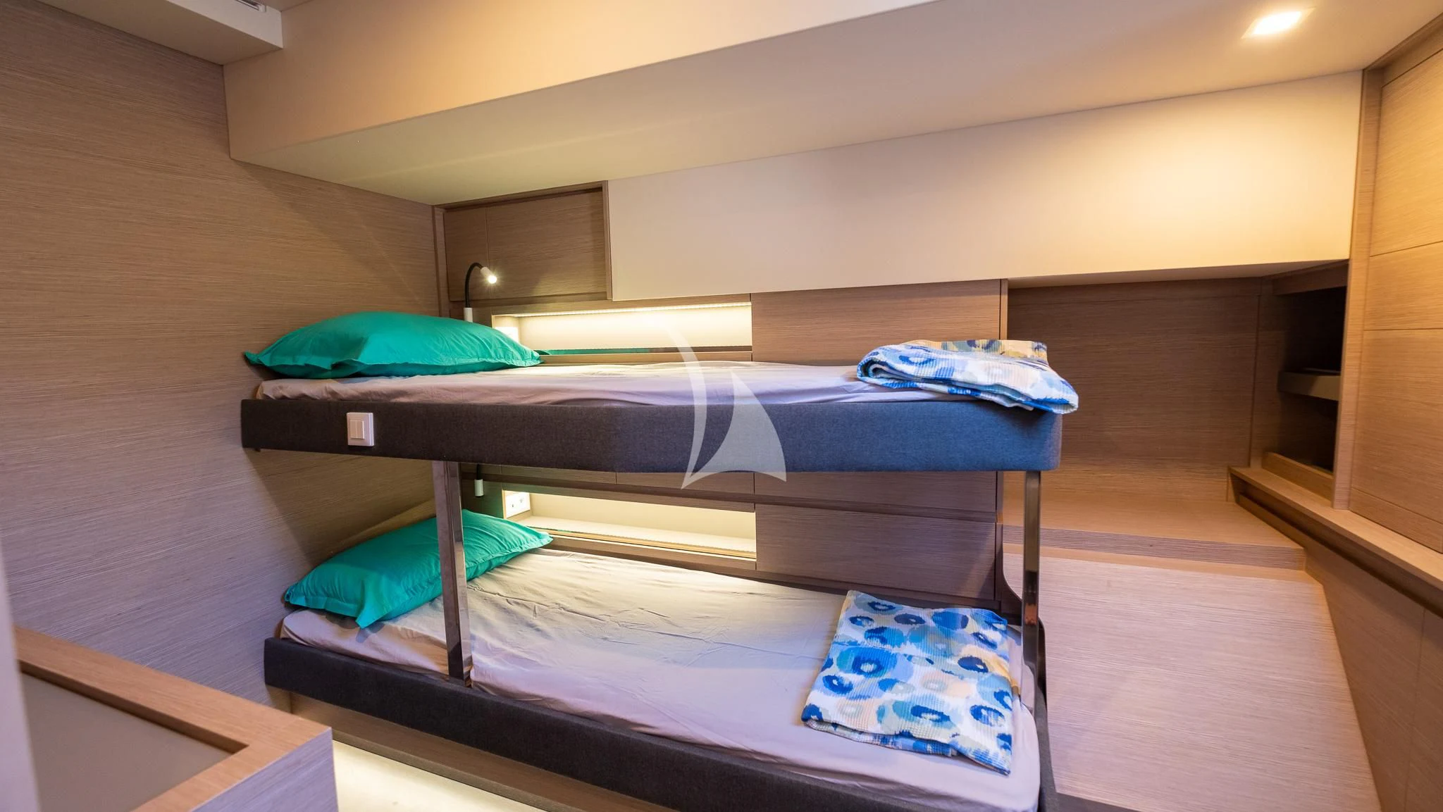 a room with bunk beds aboard MUS 3 Yacht for Charter